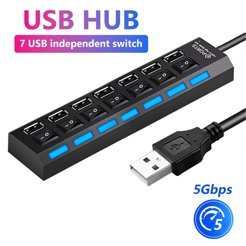 Laptop Accessories And Parts - 7 Port USB 2.0 Hub Splitter