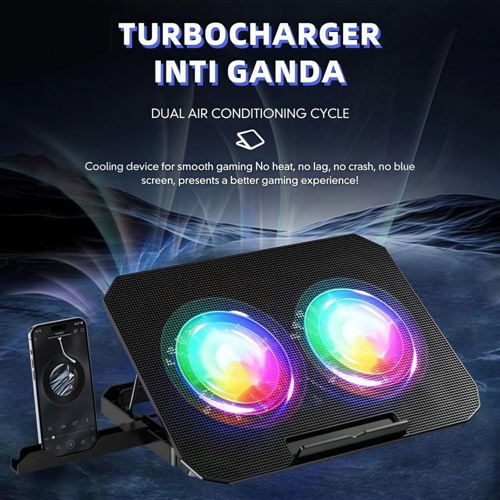 Two Fan Laptop Cooler RGB with - Laptop Accessories Cooling Pad recension och pris