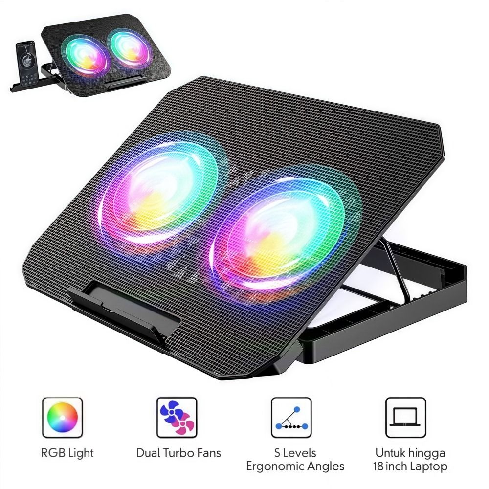 Two Fan Laptop Cooler RGB with - Laptop Accessories Cooling Pad recension och pris